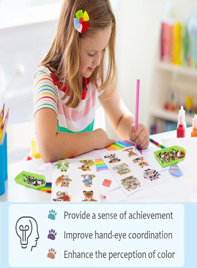 xackcme 48 Pcs Diamond Art Painting Sticker Kits for Kids, Animal Diamond Gem Stickers Kit, 5D Animals Gem Art Stickers Mosaic for Kids Gift for Boys Girls 4-8-10-12 Years Old - Image 4